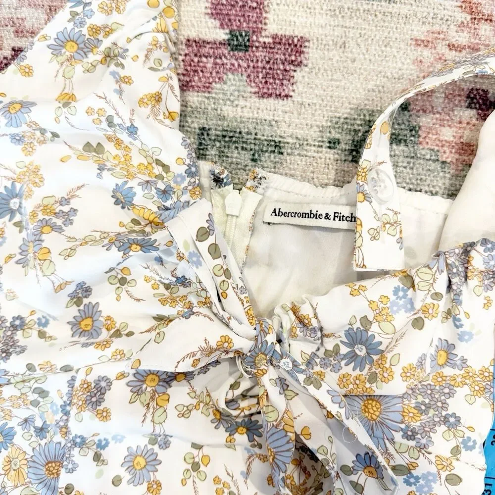 Abercrombie & Fitch Cottagecore Floral Midi Dress XS Feminine Romantic Babydoll